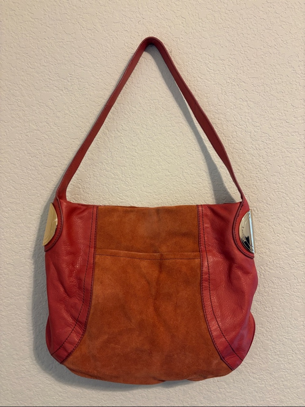B. Makowsky Suede Leather Shoulder Bag in Burnt Orange